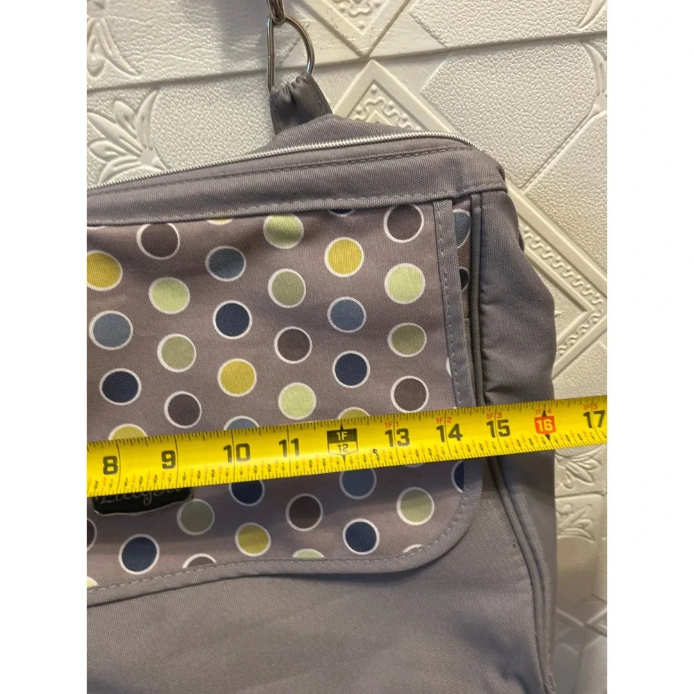 LillyBit Grey Polka Dot Messenger Diaper Bag Adjustable Padded‎ Strap Canvas
